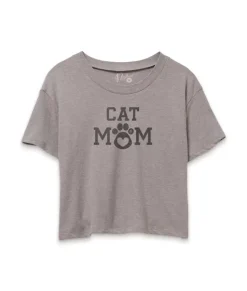 Best Nayked Apparel Women'S Ridiculously Soft Vintage Crop Graphic Tee | Cat Mom