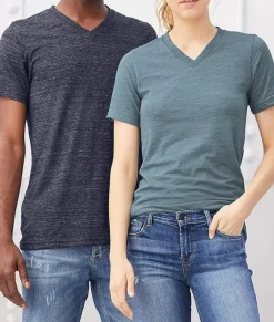 Hot Nayked Apparel Women'S Short Sleeve Slub Jersey V-Neck T-Shirt