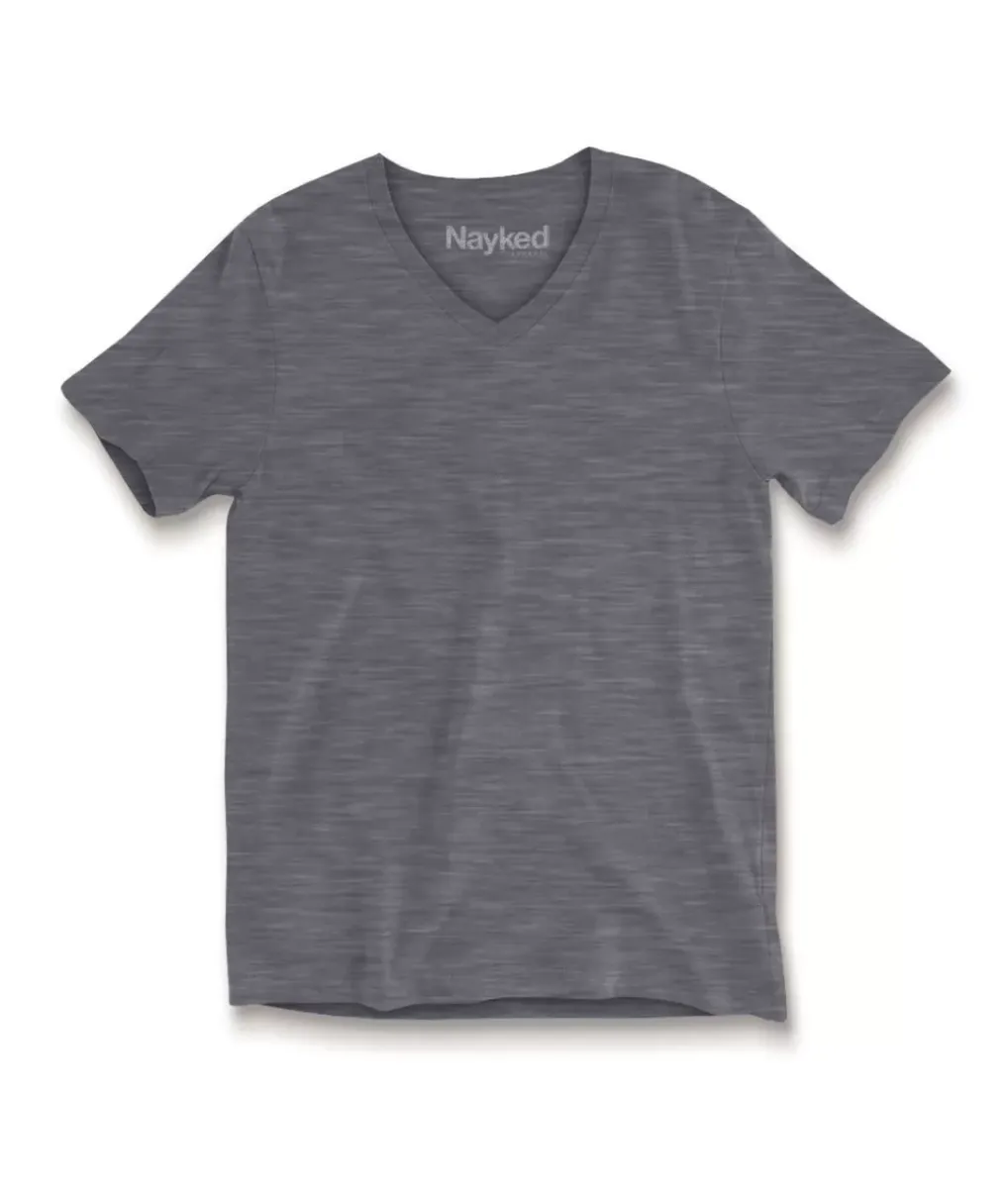 Hot Nayked Apparel Women'S Short Sleeve Slub Jersey V-Neck T-Shirt