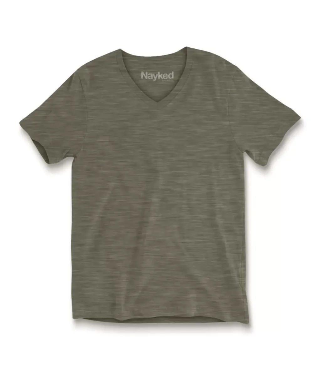 Hot Nayked Apparel Women'S Short Sleeve Slub Jersey V-Neck T-Shirt