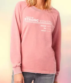 Clearance Nayked Apparel Women'S Soft Burnout French Terry Graphic Pullover | Here'S To Strong Women