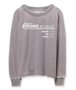 Clearance Nayked Apparel Women'S Soft Burnout French Terry Graphic Pullover | Here'S To Strong Women