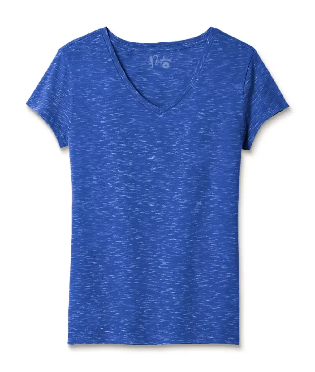 New Nayked Apparel Women'S Soft Lightweight Marled V-Neck T-Shirt