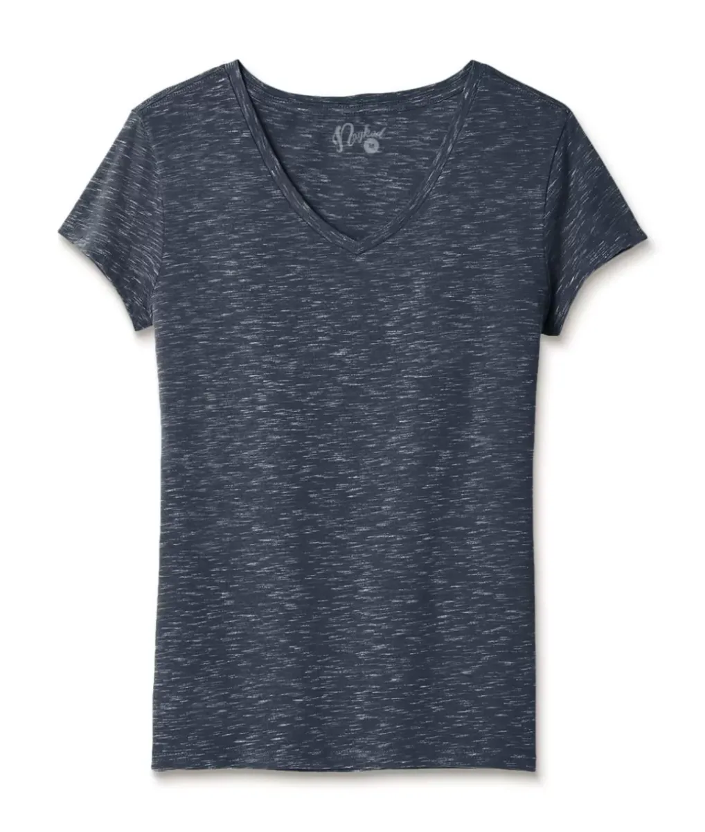New Nayked Apparel Women'S Soft Lightweight Marled V-Neck T-Shirt