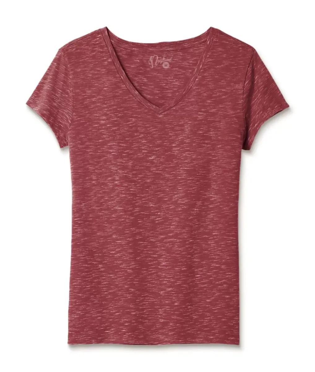 Best Nayked Apparel Women'S Soft Lightweight Marled V-Neck T-Shirt
