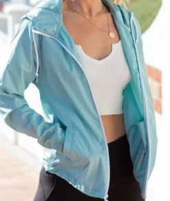 New Nayked Apparel Women'S Soft Lightweight Oversized Full-Zip Windbreaker Jacket