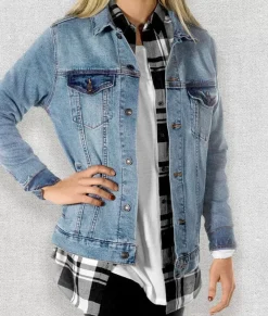 Clearance Nayked Apparel Women'S Soft Oversized Vintage Denim Jacket