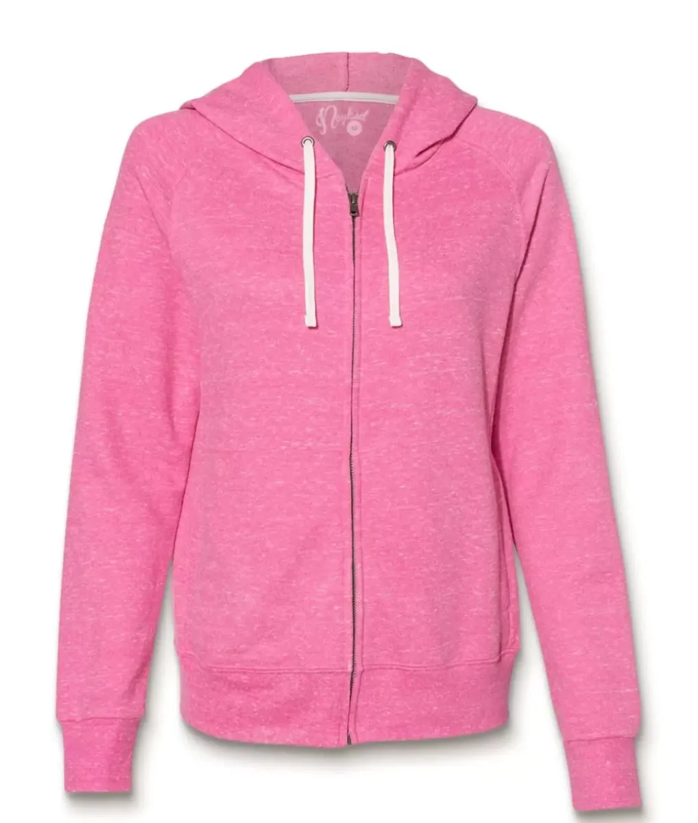 Sale Nayked Apparel Women'S Soft Snow Heather French Terry Full-Zip Hoodie