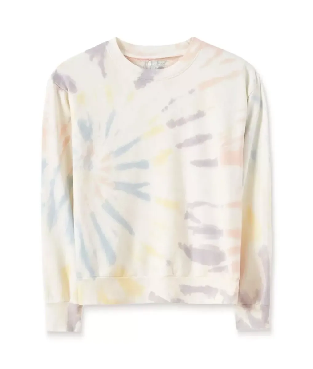Fashion Nayked Apparel Women'S Soft Tie Dye Recycled Washed Terry Pullover Sweatshirt Spectrum Spiral Tie Dye